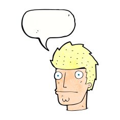cartoon nervous man with speech bubble N140