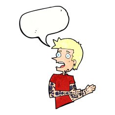 cartoon man with tattoos speech bubble N11
