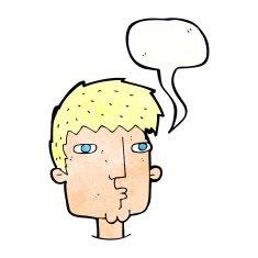 cartoon curious man with speech bubble N69