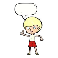 cartoon boy giving thumbs up symbol with speech bubble N8