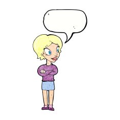 cartoon pretty woman with speech bubble N278