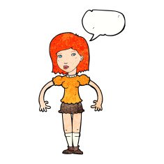 cartoon woman looking sideways with speech bubble N11