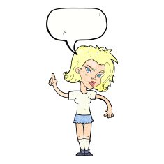 cartoon woman with idea speech bubble N250