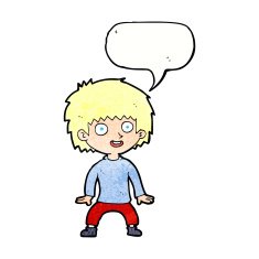 cartoon excited boy with speech bubble N149