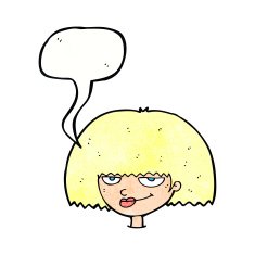 cartoon mean female face with speech bubble N11