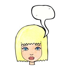 cartoon female face with speech bubble N157