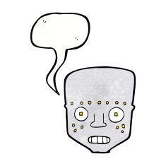 cartoon robot head with speech bubble N66