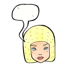 cartoon annoyed female face with speech bubble N11