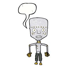 funny cartoon robot with speech bubble N52