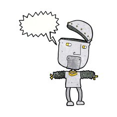 funny cartoon robot with open head speech bubble N11