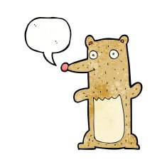 funny cartoon bear with speech bubble N49