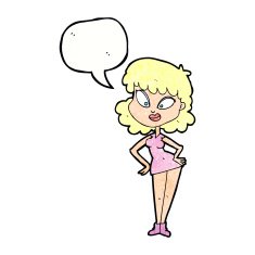 cartoon woman with hands on hips speech bubble N219