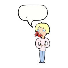 cartoon woman sticking out tongue with speech bubble N9