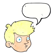 cartoon staring boy with speech bubble N31