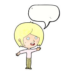 cartoon happy girl waving with speech bubble N10