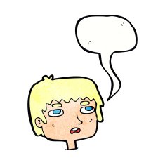 cartoon unhappy face with speech bubble N21