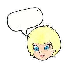 cartoon female face with speech bubble N159