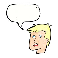 cartoon unhappy face with speech bubble N22