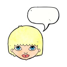 cartoon female face with speech bubble N160