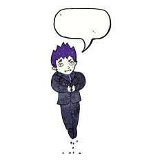 cartoon floating vampire with speech bubble N11