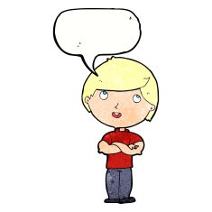cartoon happy man with folded arm speech bubble N10