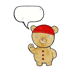 cartoon teddy bear with speech bubble N115