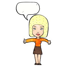 cartoon woman giving thumbs up symbol with speech bubble N69