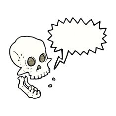 cartoon laughing skull with speech bubble N11
