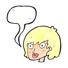 cartoon happy female face with speech bubble N198