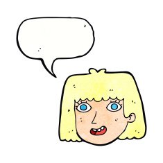 cartoon happy female face with speech bubble N199