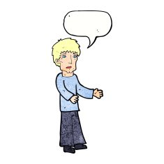 cartoon man explaining with speech bubble N21
