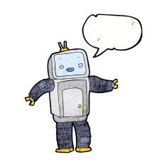 cartoon robot with speech bubble N193