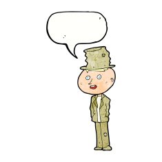 cartoon funny hobo man with speech bubble N10