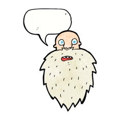 cartoon bearded man with speech bubble N50