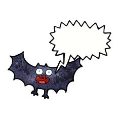 cartoon bat with speech bubble N22