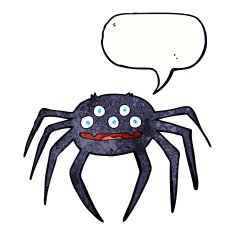 cartoon halloween spider with speech bubble N11