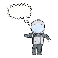 cartoon astronaut with speech bubble N128