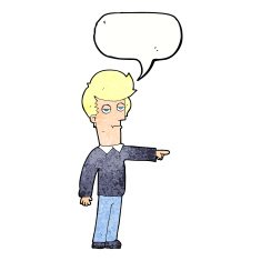cartoon pointing man with speech bubble N86
