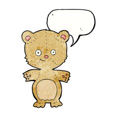 cartoon happy teddy bear with speech bubble N3