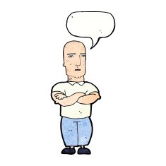 cartoon annoyed bald man with speech bubble N11