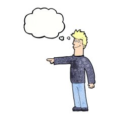 cartoon happy pointing man with speech bubble N21