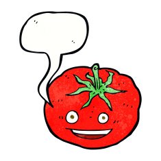 cartoon tomato with speech bubble N46