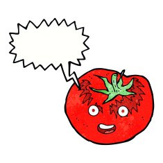 cartoon tomato with speech bubble N48
