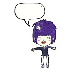 cartoon vampire girl with speech bubble N232