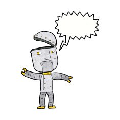 cartoon funny robot with speech bubble N81