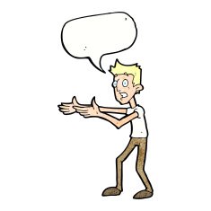 cartoon man desperately explaining with speech bubble N11