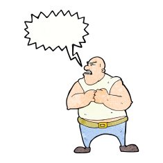 cartoon violent man with speech bubble N18