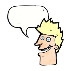 cartoon happy man face with speech bubble N18