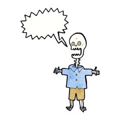 cartoon skeleton with speech bubble N7