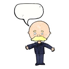 cartoon man with mustache speech bubble N92